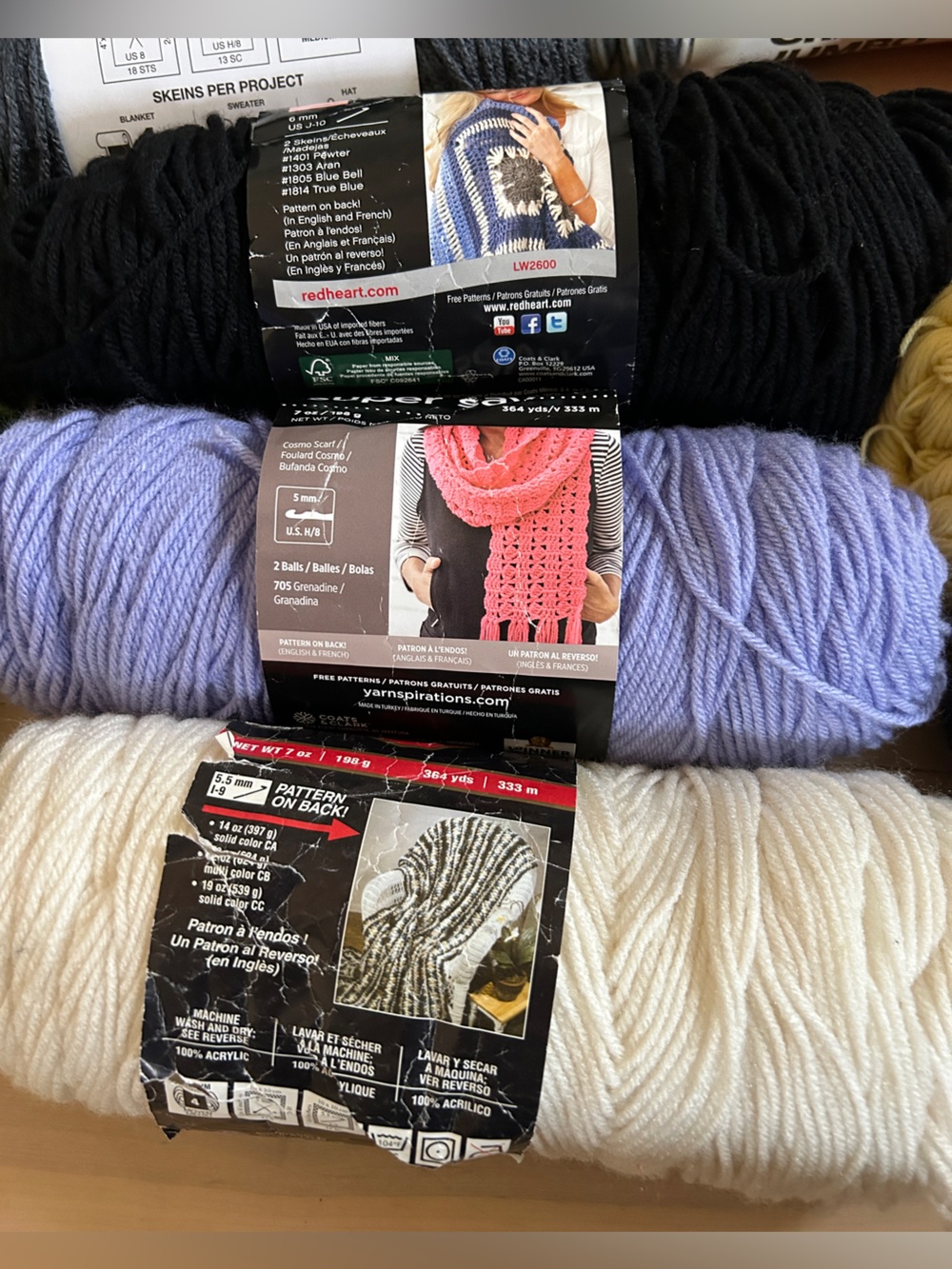 16 Assorted Yarn Destash Bundle Skeins and Balls with Partial Panel - Picture 7 of 10